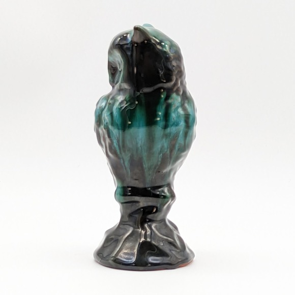 Blue Mountain Pottery Owl Drip Glaze Blue Green Brown Redware Vintage - Picture 10 of 13